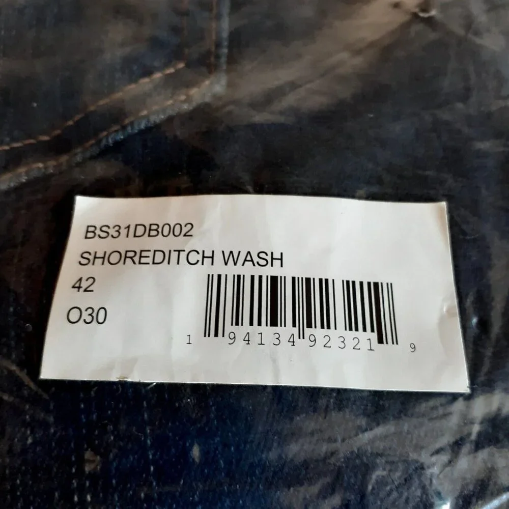 Ben Sherman Skinny Fit 42W 30L Shoreditch Wash Jeans Contrast Gold Gift New - Picture 6 of 7